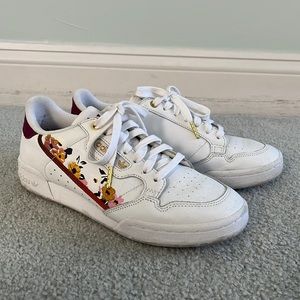 Adidas HER Studio london floral sneakers with gold accents
